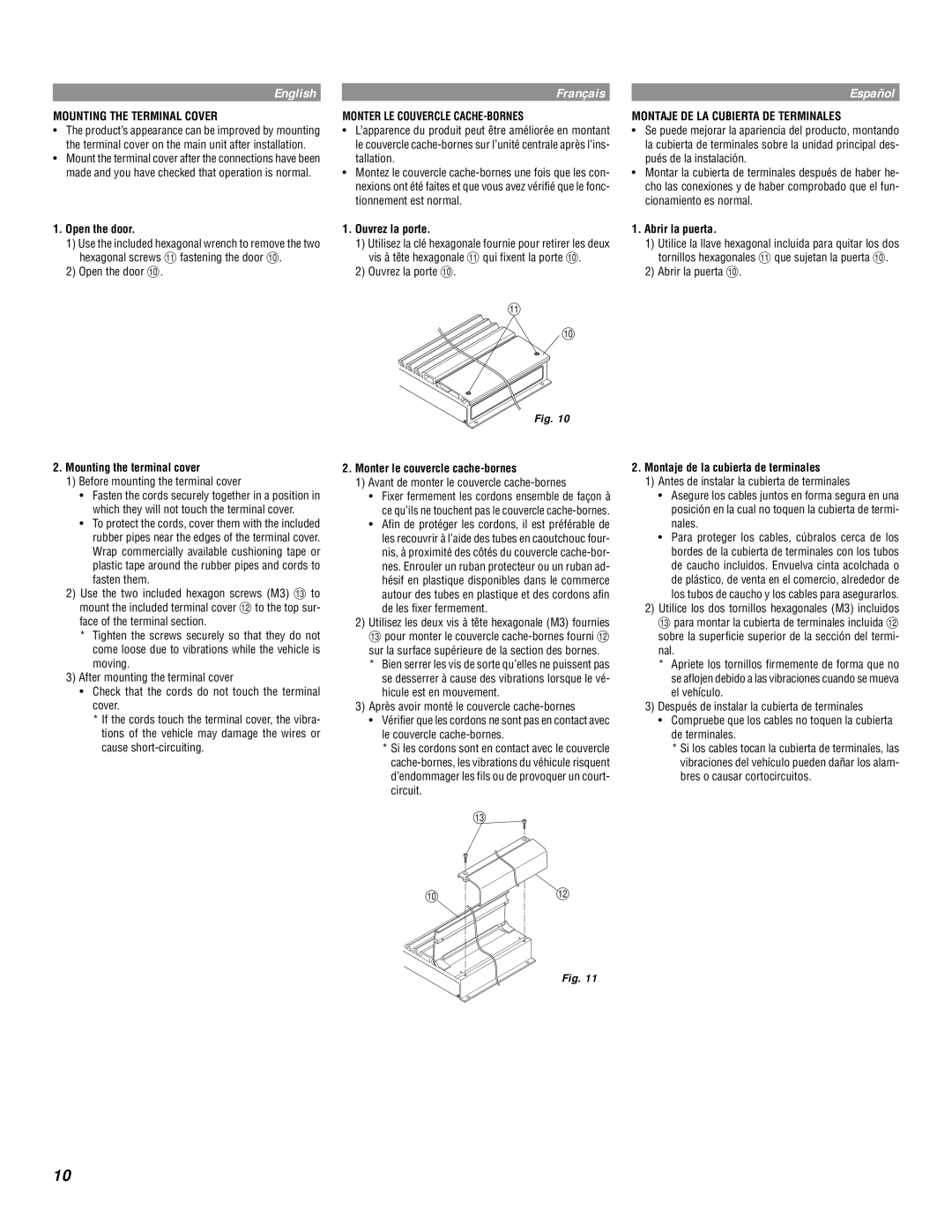 Alpine MRD-M1000 owner manual Mounting the Terminal Cover 