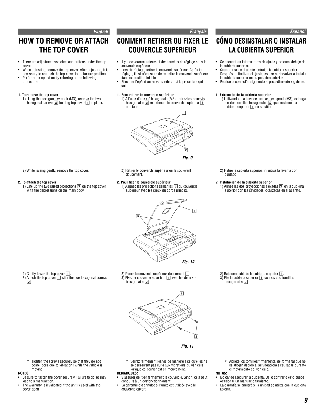 Alpine MRD-M1005 owner manual TOP Cover, Cómo Desinstalar O Instalar LA Cubierta Superior 