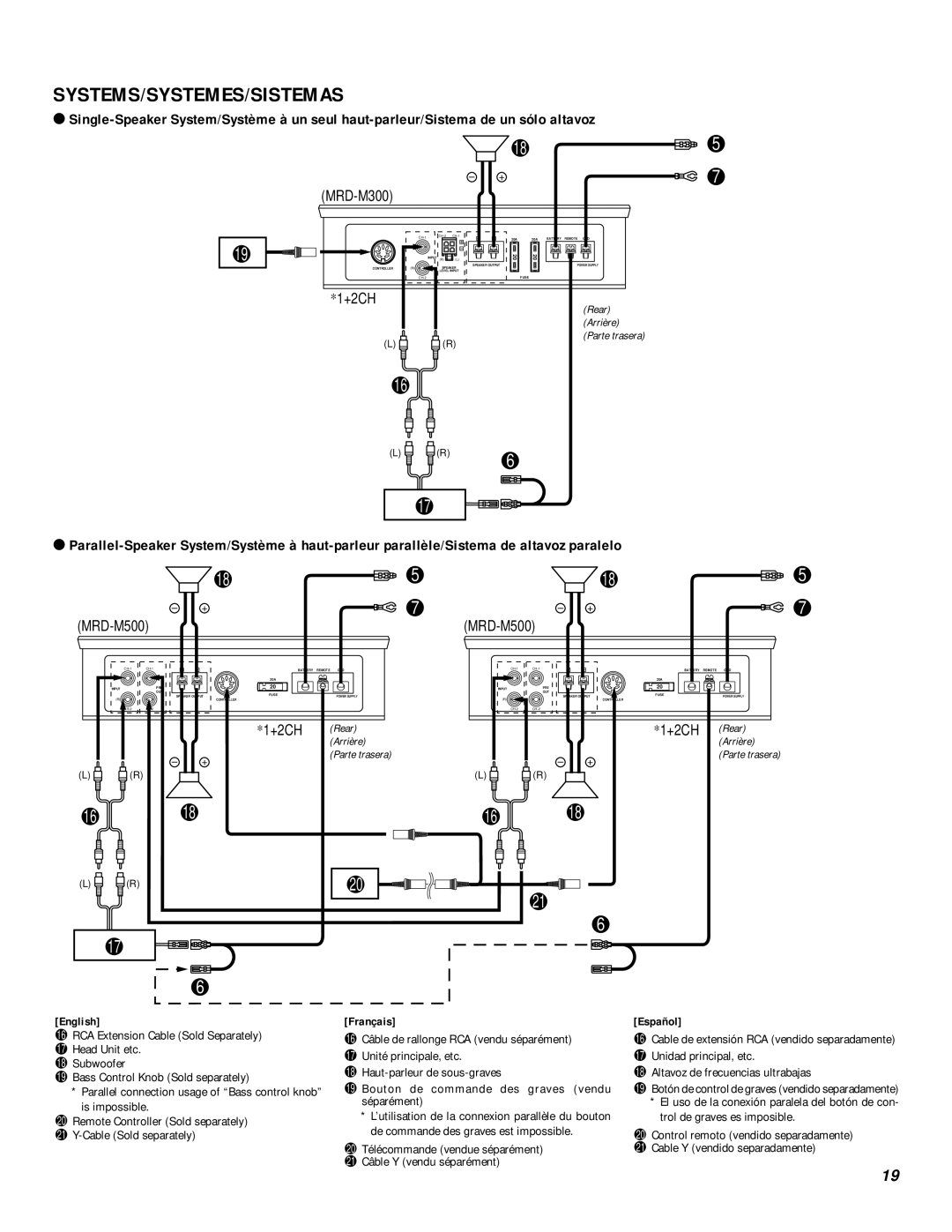 Alpine MRD-M300, MRD-M500 owner manual Systems/Systemes/Sistemas, English, Français, Español 