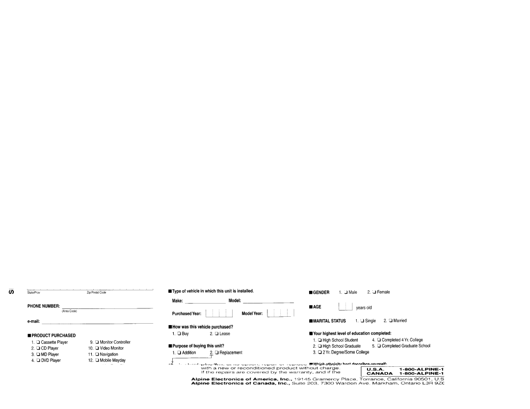 Alpine MRD-M300, MRD-M500 owner manual Name 