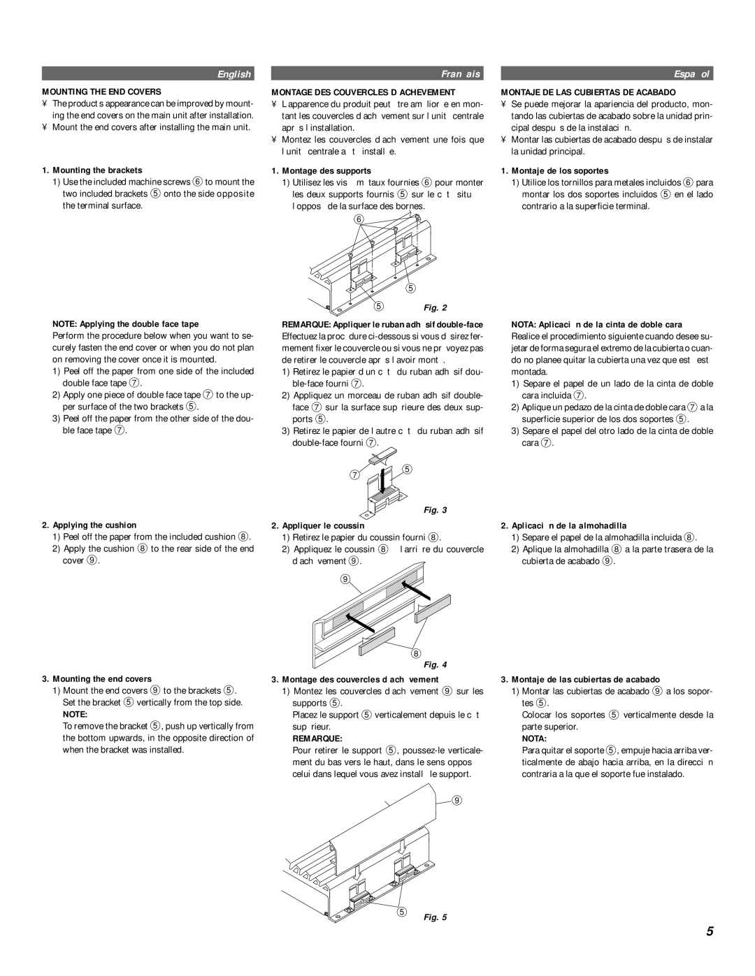 Alpine MRD-M300 Mounting the END Covers, Montage DES Couvercles D’ACHEVEMENT, Montaje DE LAS Cubiertas DE Acabado 