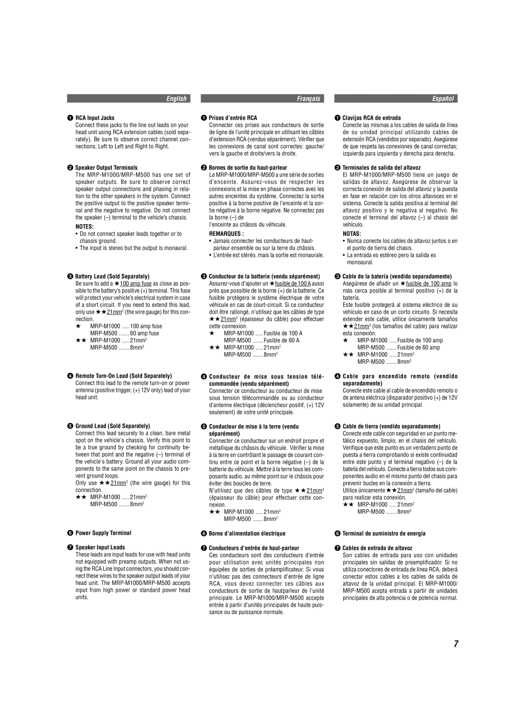 Alpine MRD-M500 owner manual Remarques, Notas 