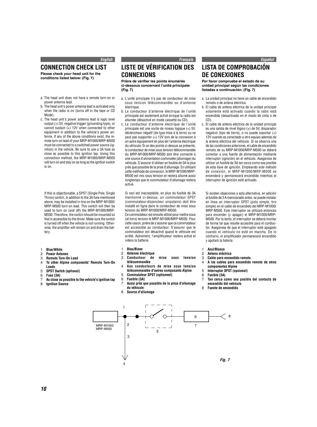 Alpine MRP-M1000MRP-M500 owner manual Connexions DE Conexiones 