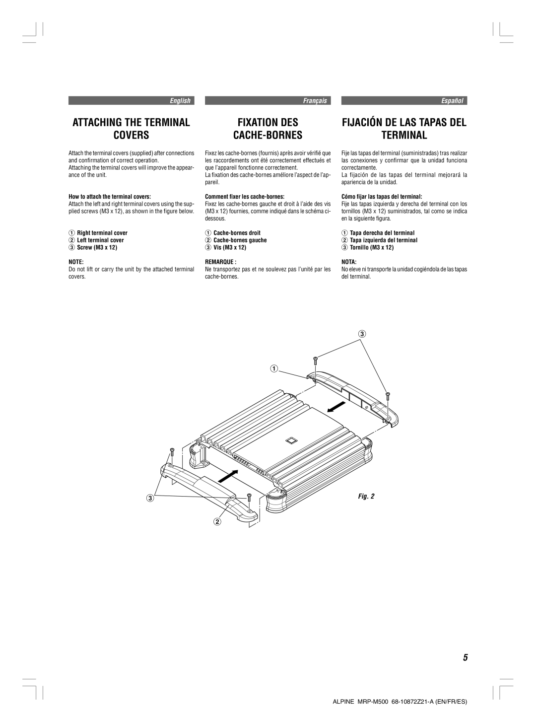 Alpine MRP-M1000, MRP-M500 owner manual Covers 