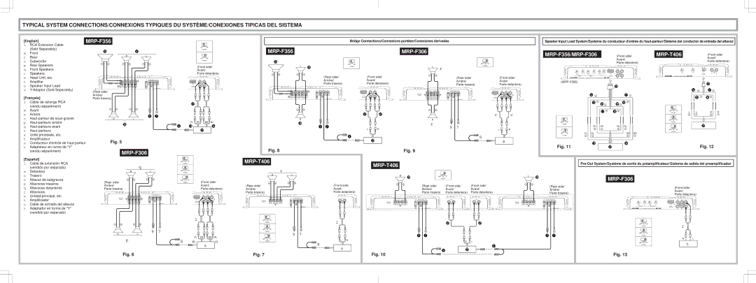 Alpine MRP-F356, MRP-T406, MRP-F306 English, Français, Bridge Connections/Connexions pontées/Conexiones derivadas, Español 