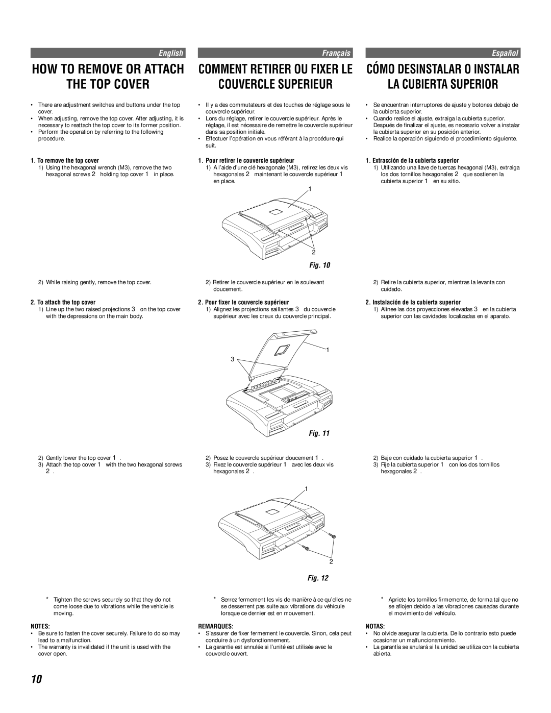 Alpine MRV-F345 owner manual TOP Cover, LA Cubierta Superior 