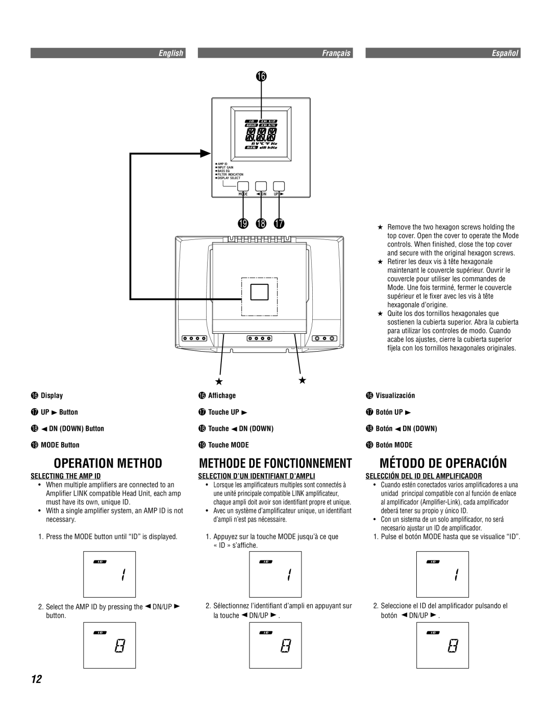 Alpine MRV-F345 owner manual Operation Method, Método DE Operación 