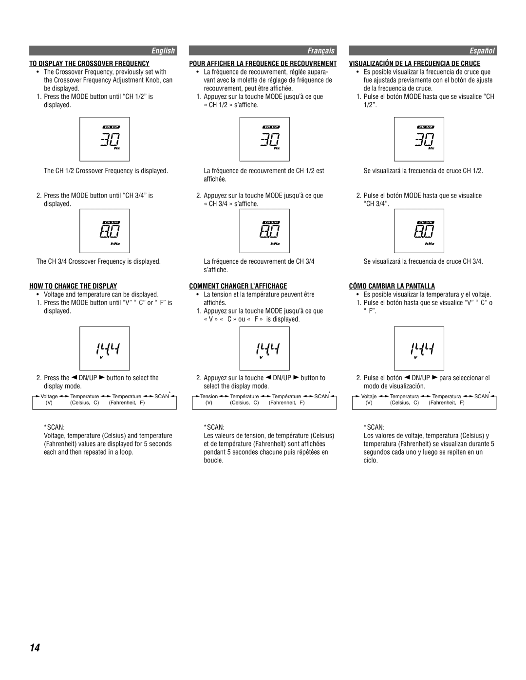 Alpine MRV-F345 owner manual To Display the Crossover Frequency, HOW to Change the Display, Comment Changer L’AFFICHAGE 