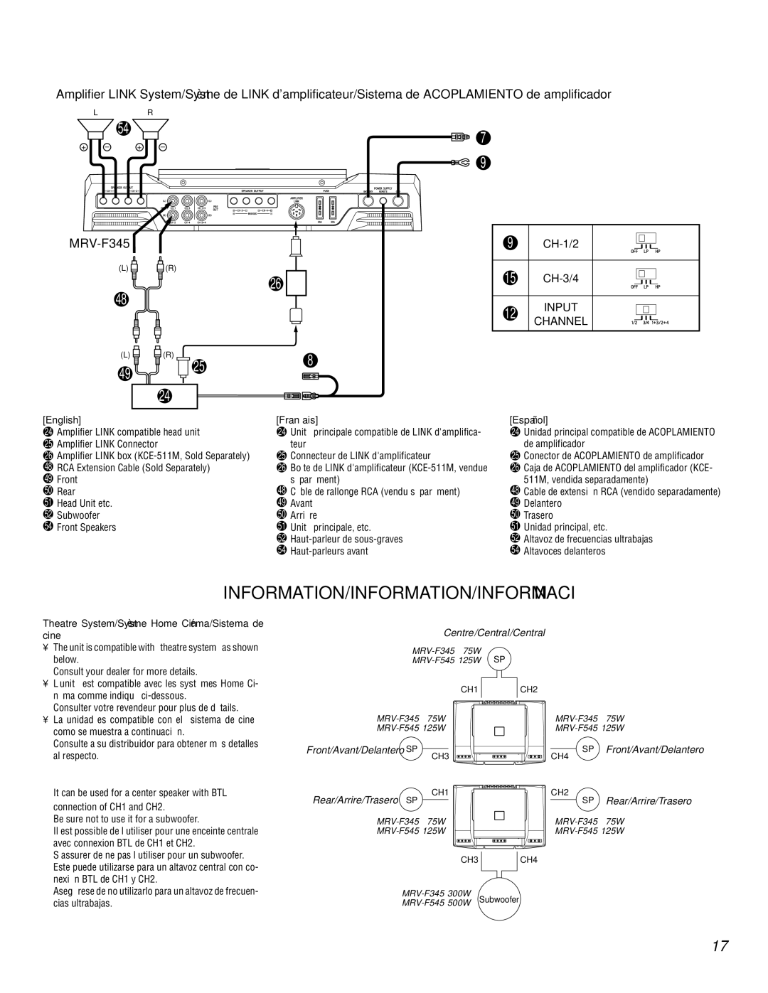 Alpine MRV-F345 Information/Information/Información, English, Theatre System/Système Home Cinéma/Sistema de cine, + + 