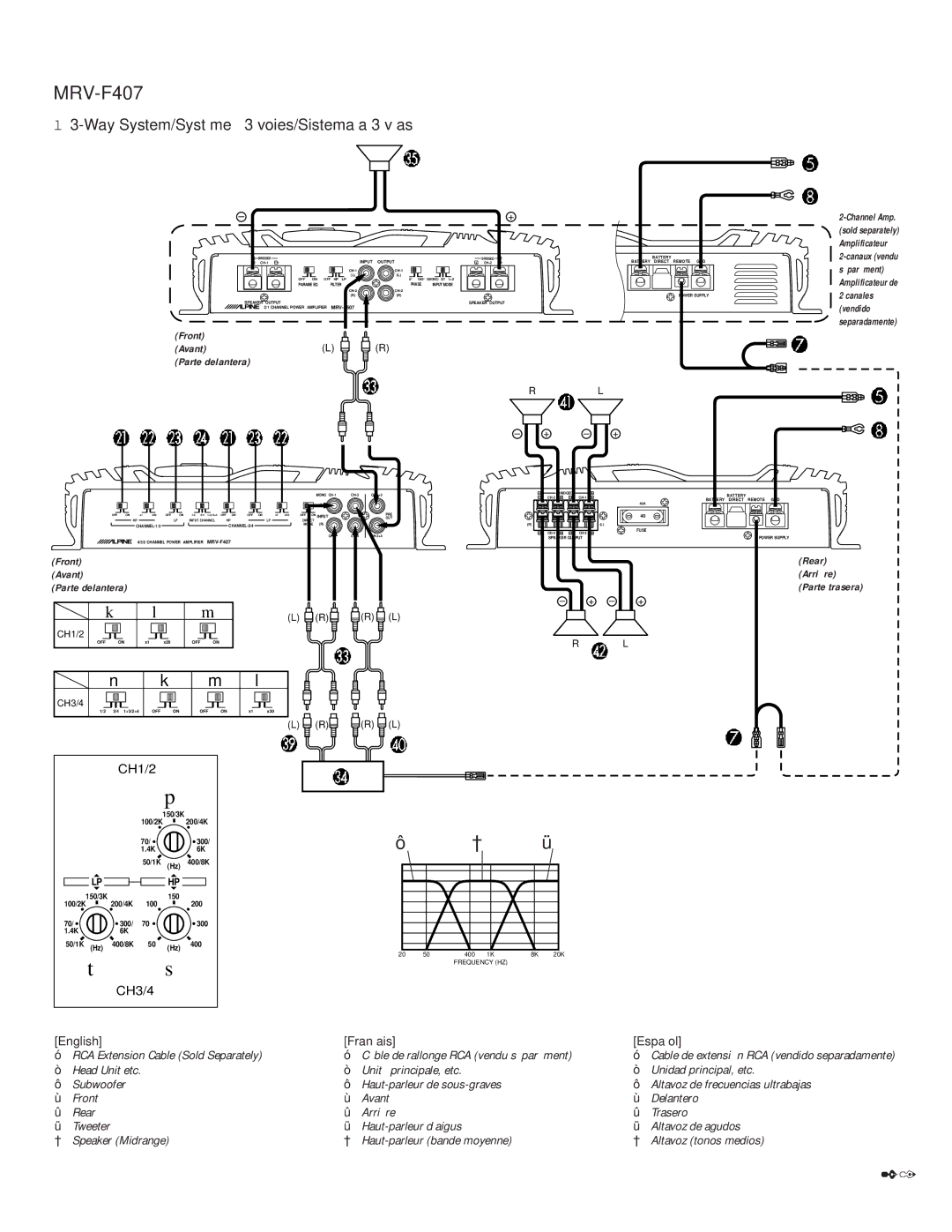 Alpine MRV-F407, MRV-T757, MRV-1507 owner manual Way System/Système à 3 voies/Sistema a 3 vías 