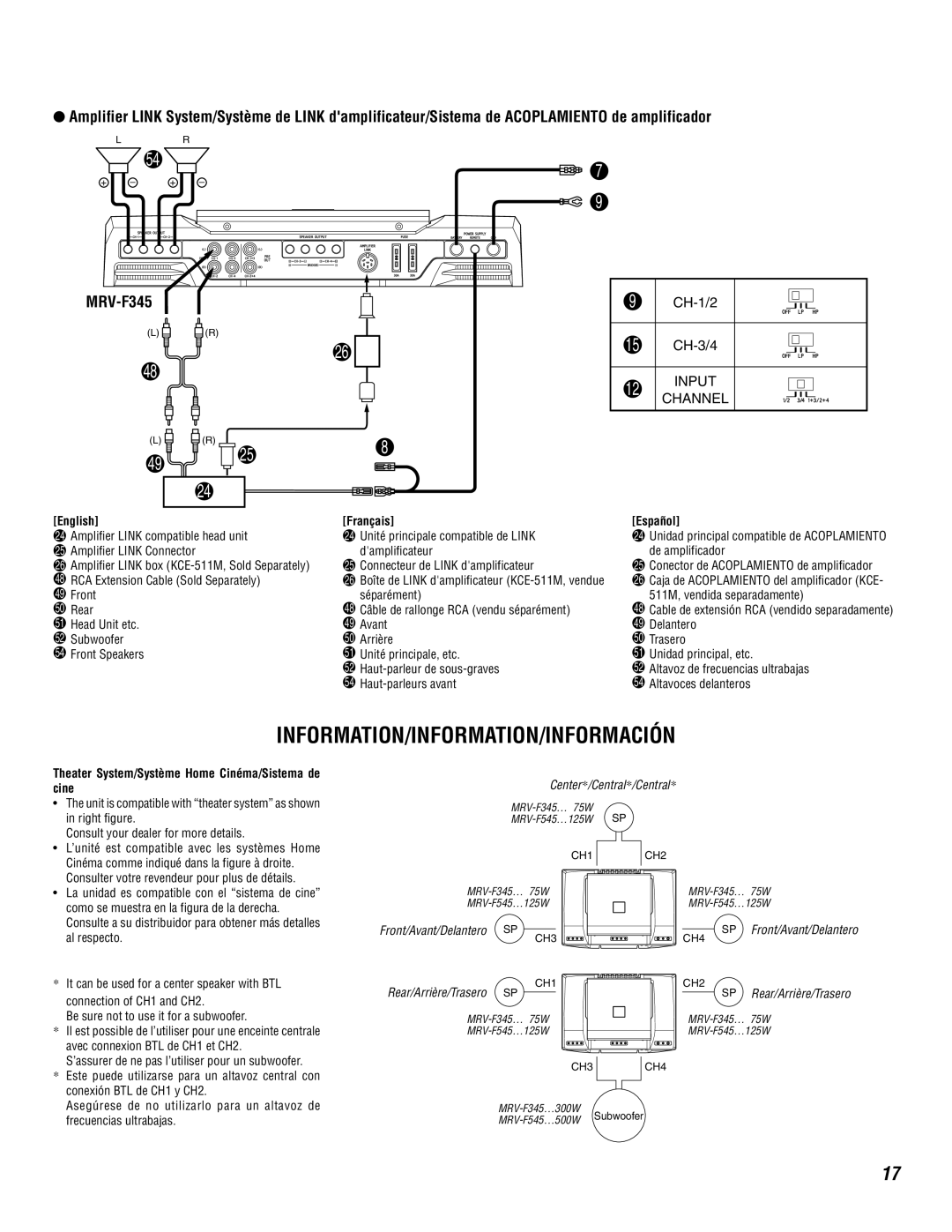 Alpine MRV-F545 Information/Information/Información, English, Theater System/Système Home Cinéma/Sistema de cine 