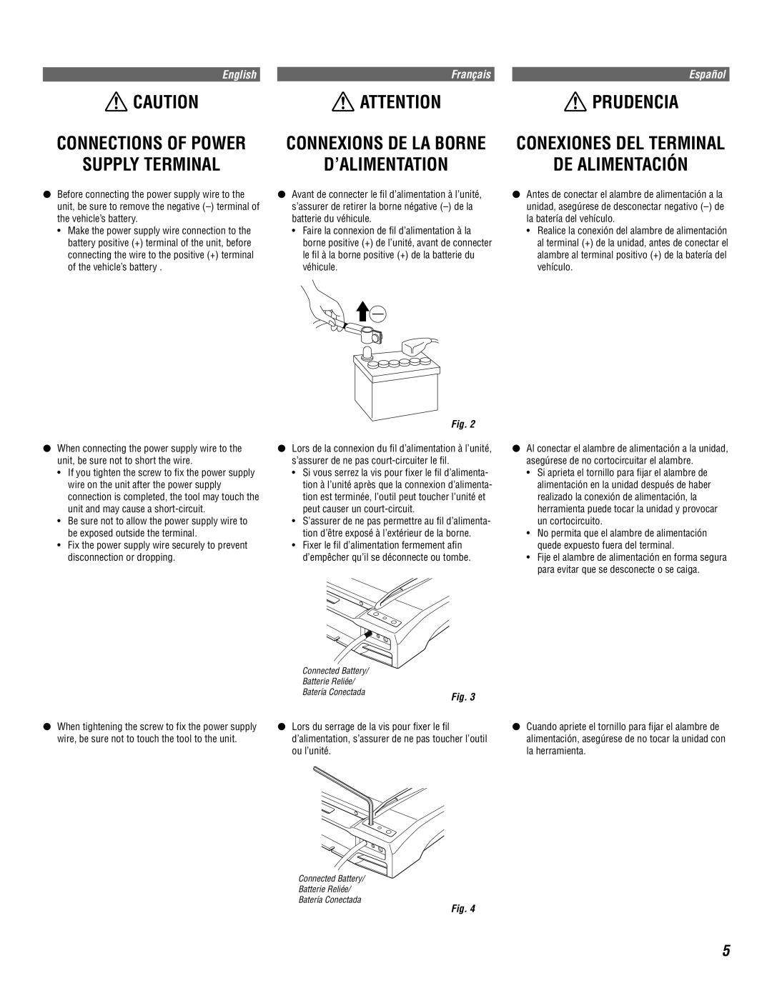 Alpine MRV-F545 owner manual Prudencia, DE Alimentación 