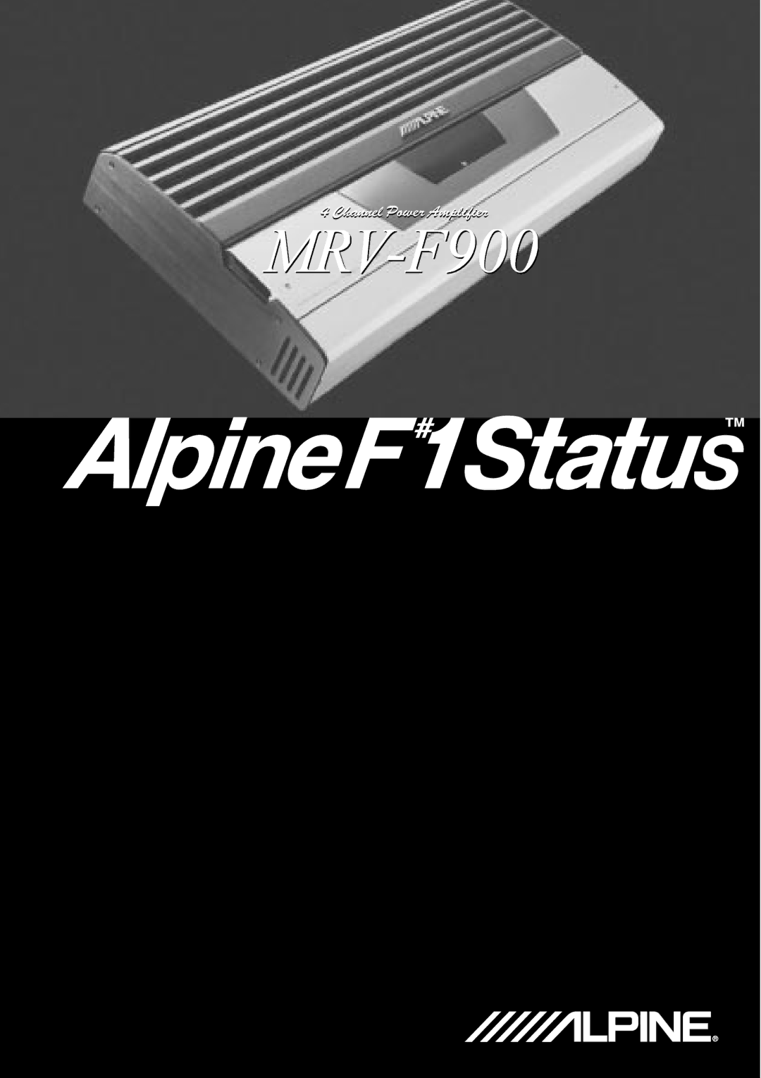 Alpine MRV-F900 manual MRV4 Channel -PowerF900Amplifier 