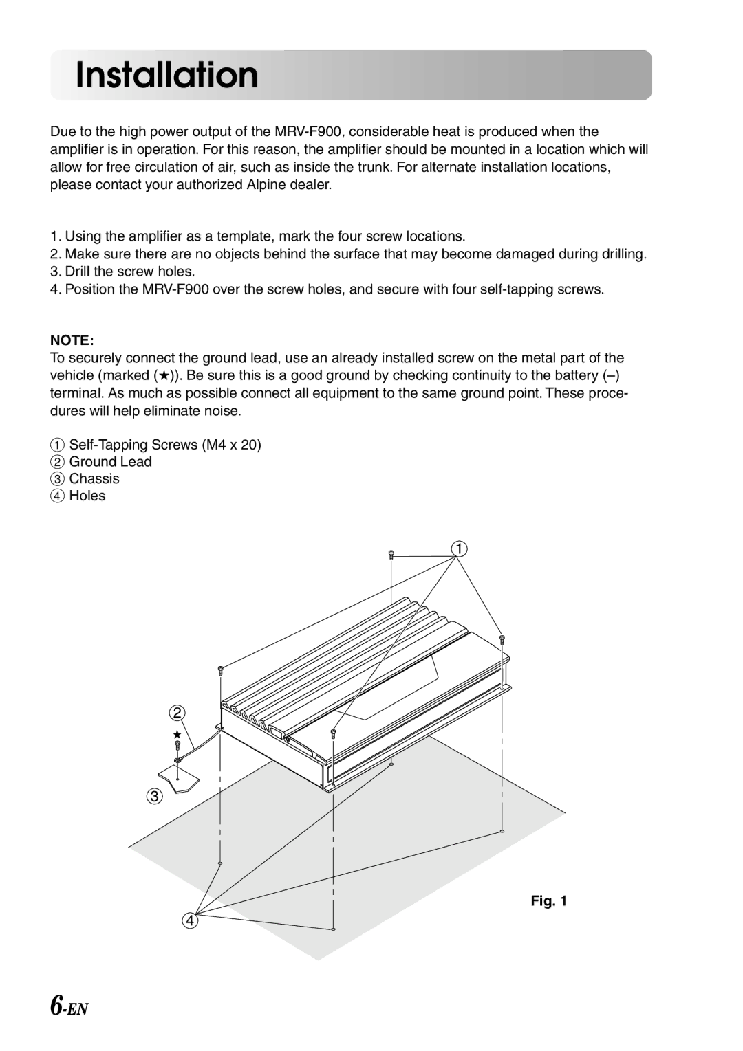 Alpine MRV-F900 manual Installation 