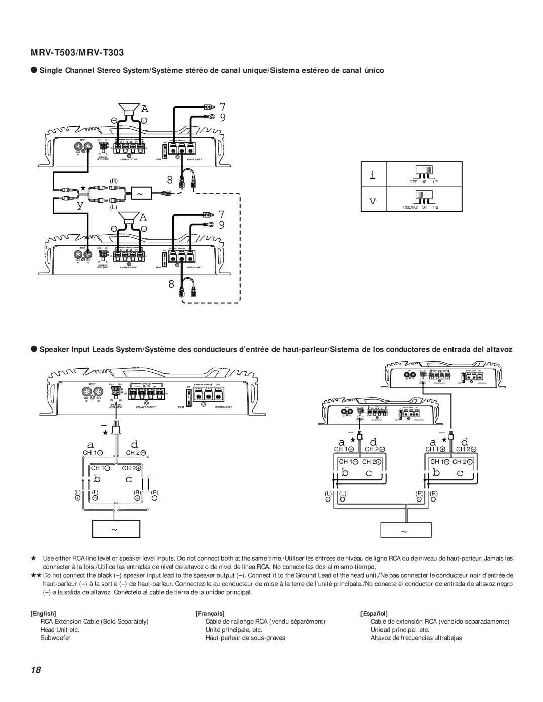 Alpine MRV-T303, MRV-F353, MRV-F303 owner manual CH 1 CH 2 + 