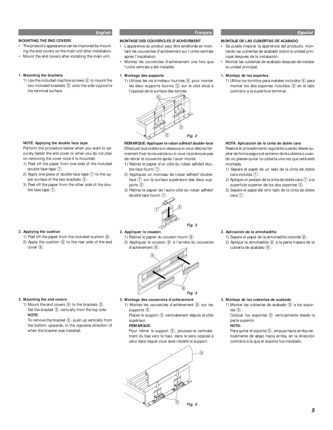 Alpine MRV-T420 Mounting the END Covers, Montage DES Couvercles D’ACHEVEMENT, Montaje DE LAS Cubiertas DE Acabado 