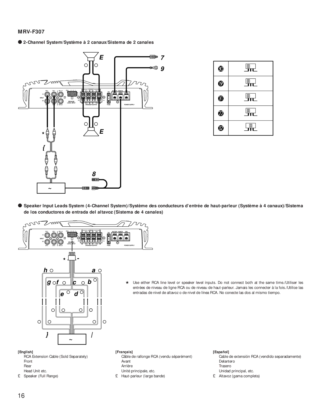 Alpine mrv-t707, MRV-F357, MRV-T407, MRV-F307 owner manual + f, Channel System/Système à 2 canaux/Sistema de 2 canales 