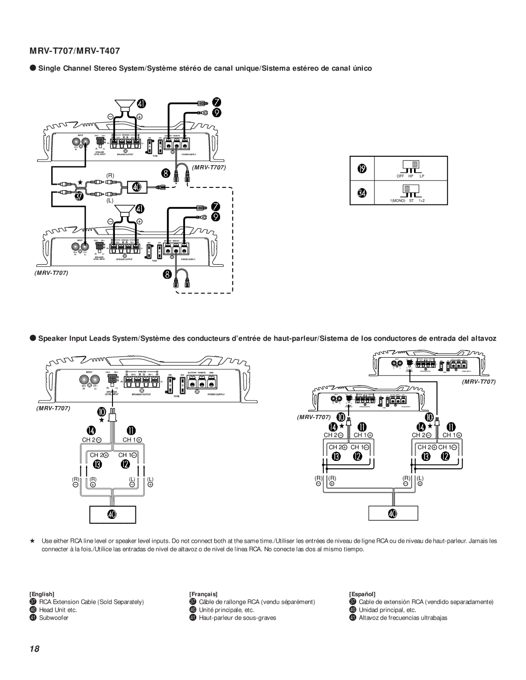 Alpine MRV-T407, mrv-t707, MRV-F357, MRV-F307 owner manual CH 2 + CH 1 + CH 2 CH 1 + 