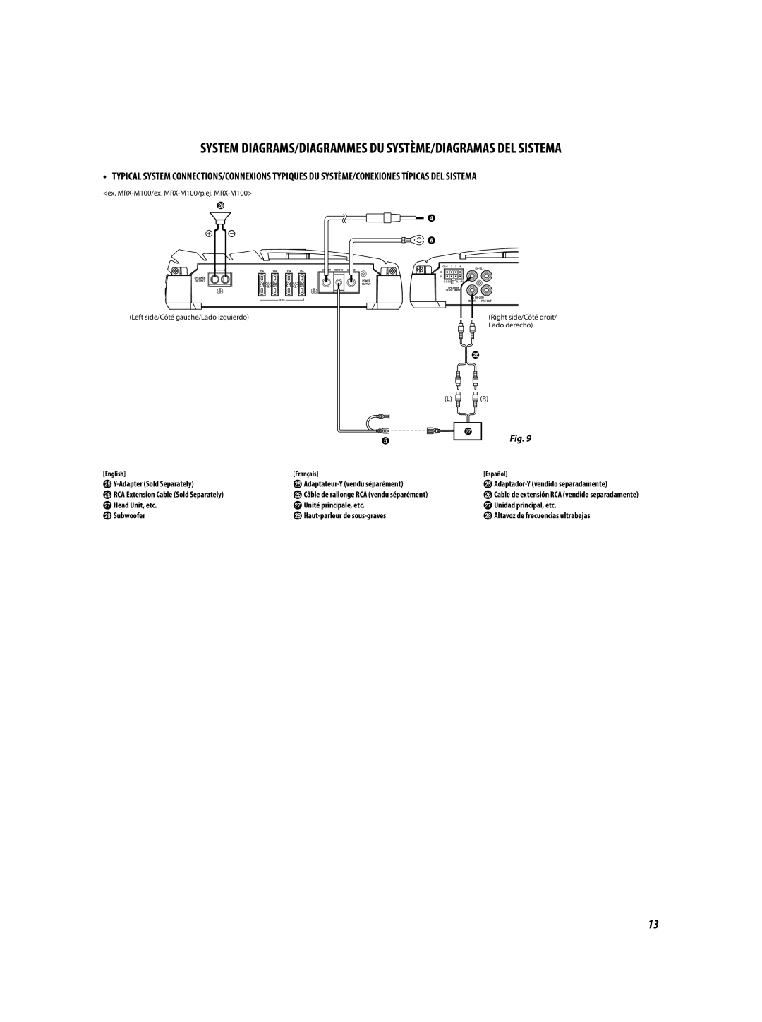 Alpine MRX-M100, MRX-M50 owner manual 2Altavoz de frecuencias ultrabajas, Lado derecho 