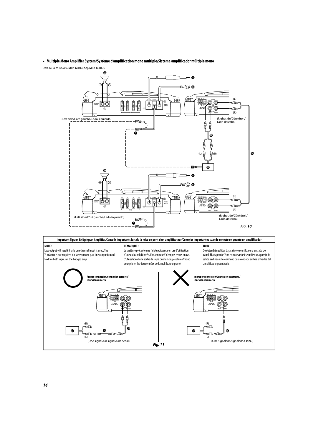 Alpine MRX-M50, MRX-M100 owner manual One signal/Un signal/Una señal 