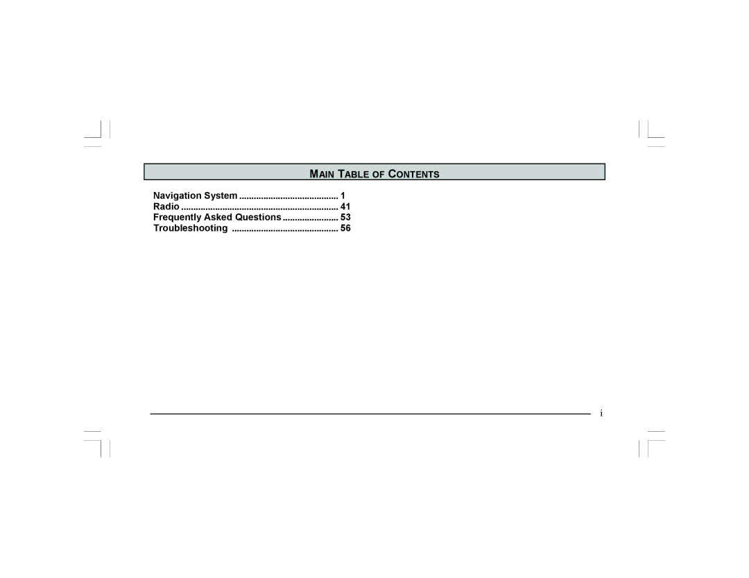 Alpine Navigation Radio manual Main Table of Contents, Frequently Asked Questions 