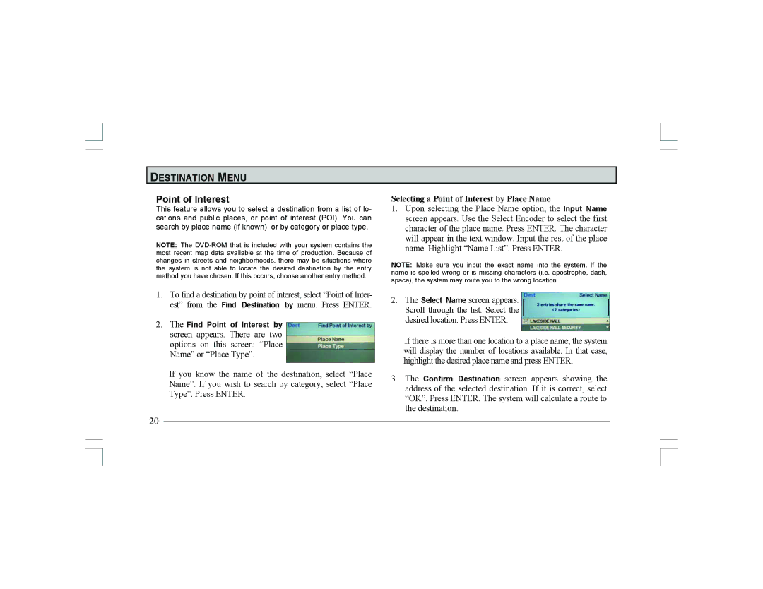 Alpine Navigation Radio manual Selecting a Point of Interest by Place Name 