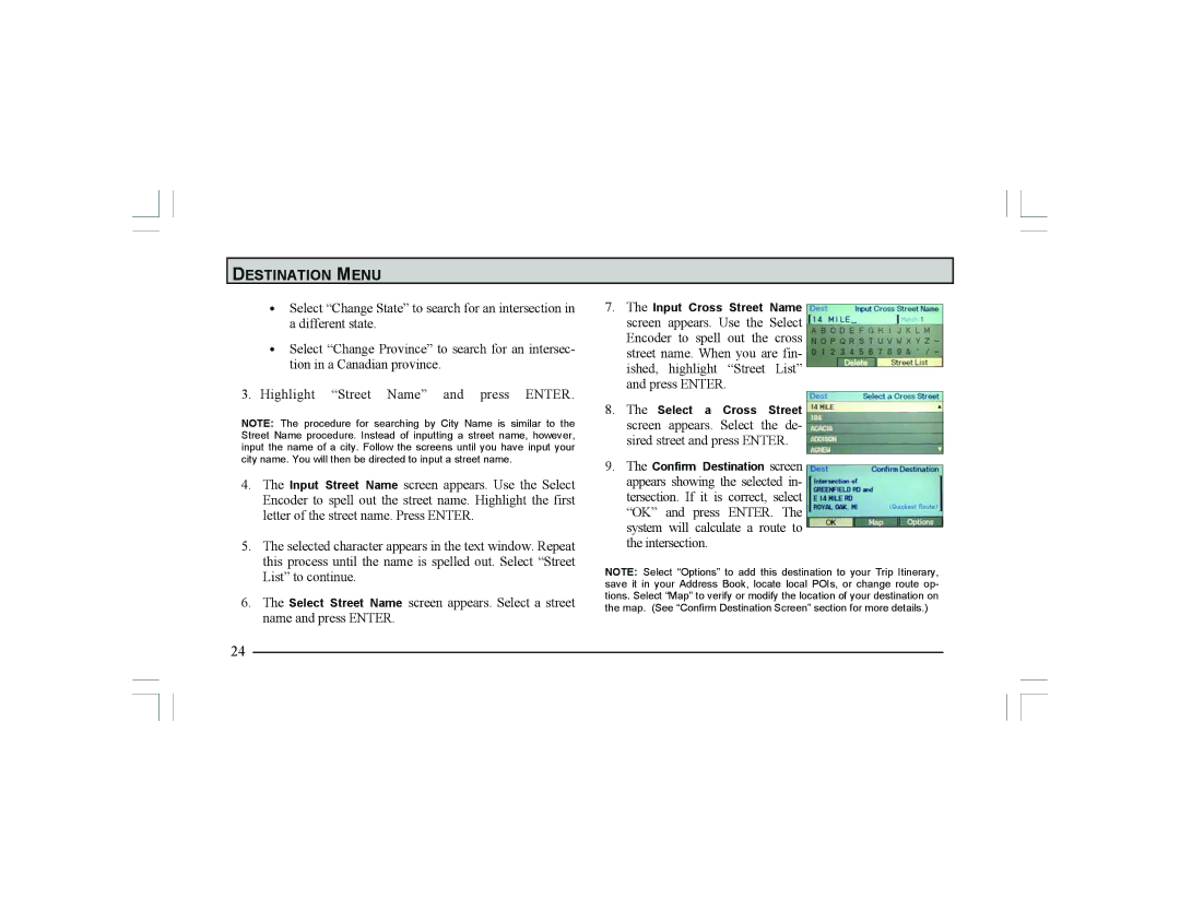 Alpine Navigation Radio manual Destination Menu 