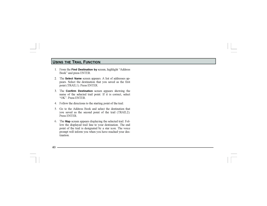 Alpine Navigation Radio manual Using the Trail Function 