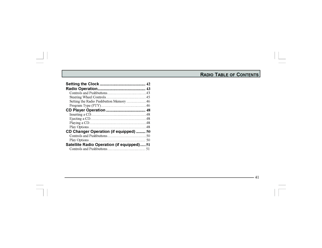 Alpine Navigation Radio manual Radio Table of Contents 