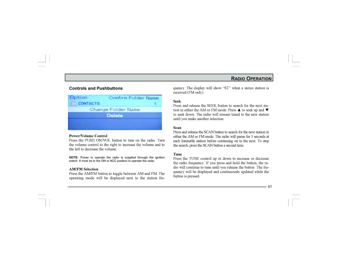 Alpine Navigation Radio manual Radio Operation 