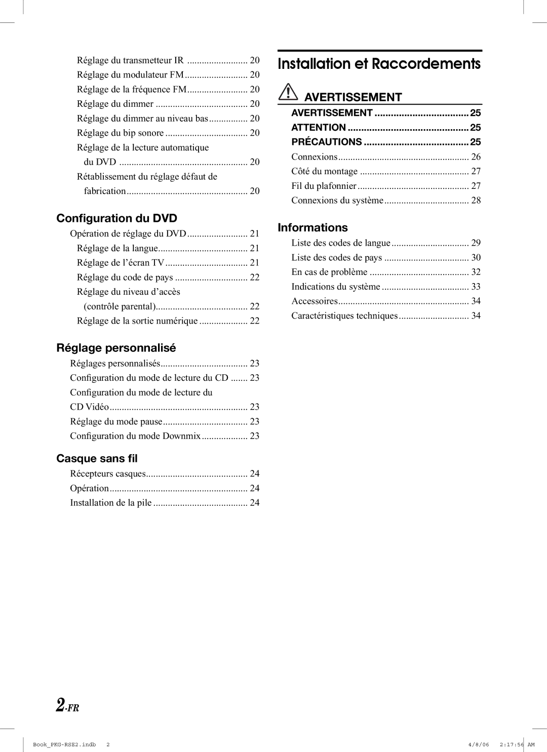 Alpine PKG-RSE2 owner manual Installation et Raccordements 