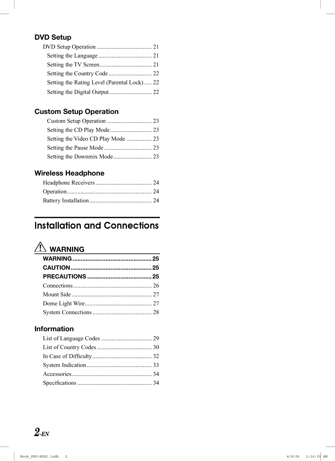 Alpine PKG-RSE2 owner manual Installation and Connections 