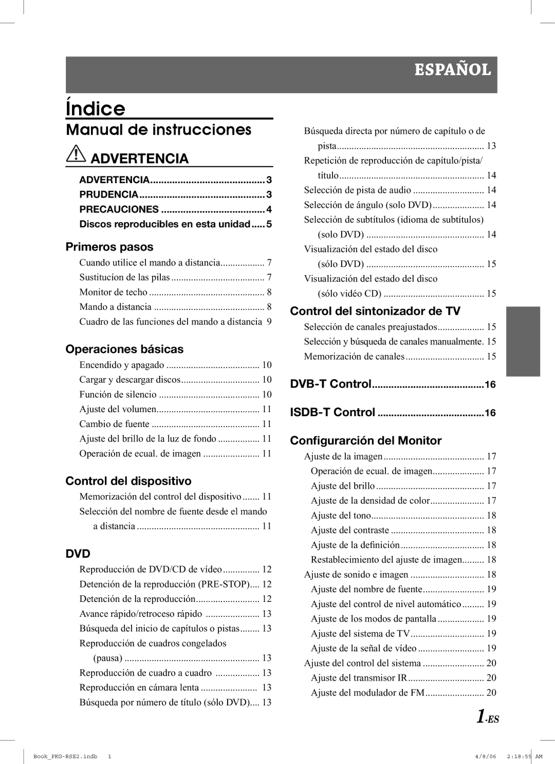 Alpine PKG-RSE2 owner manual Índice 