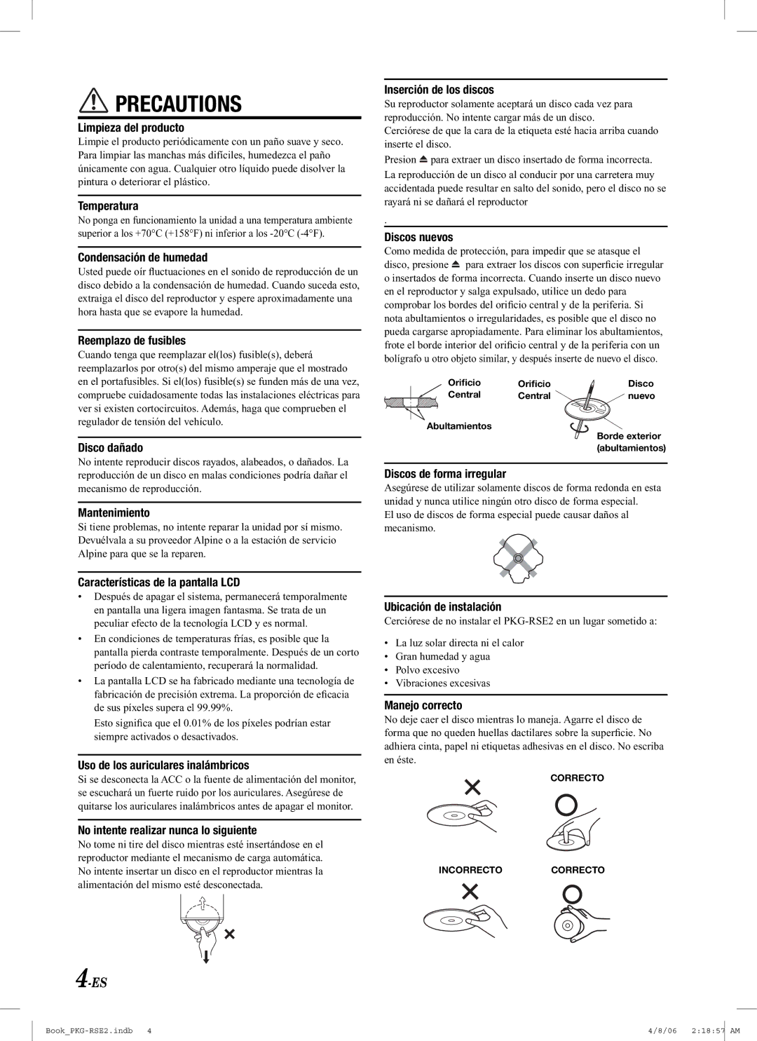 Alpine PKG-RSE2 owner manual Limpieza del producto 