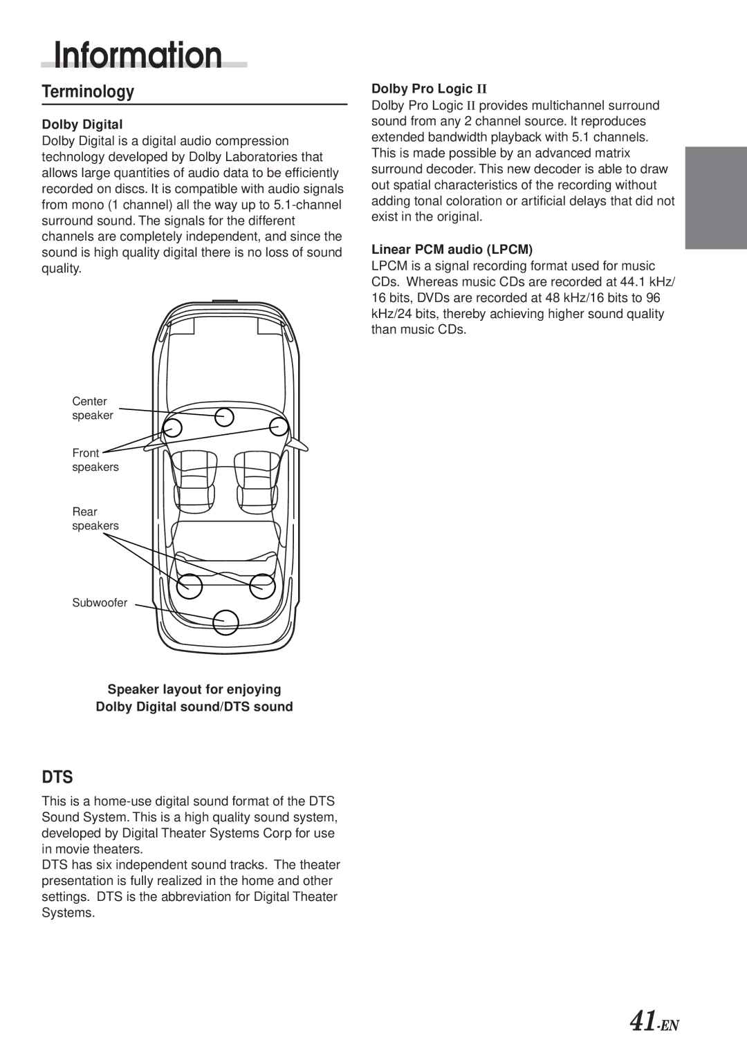 Alpine PXA-H700 owner manual Information, Terminology 