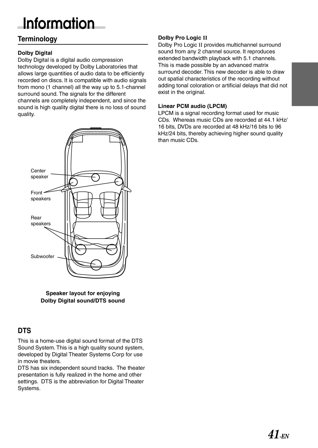 Alpine PXA-H701 owner manual Information, Terminology 