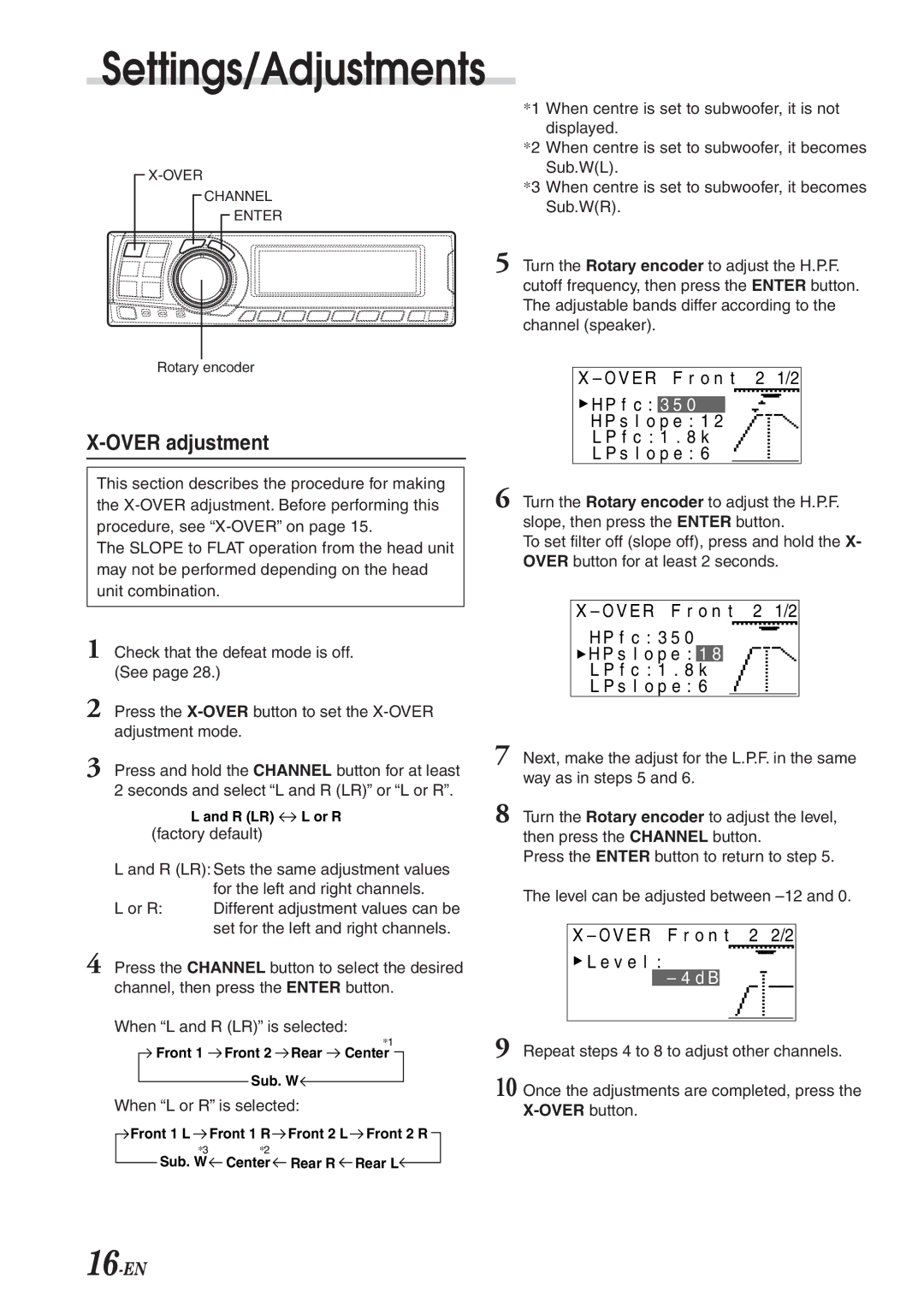 Alpine PXA-H701 owner manual Over adjustment, 16-EN 