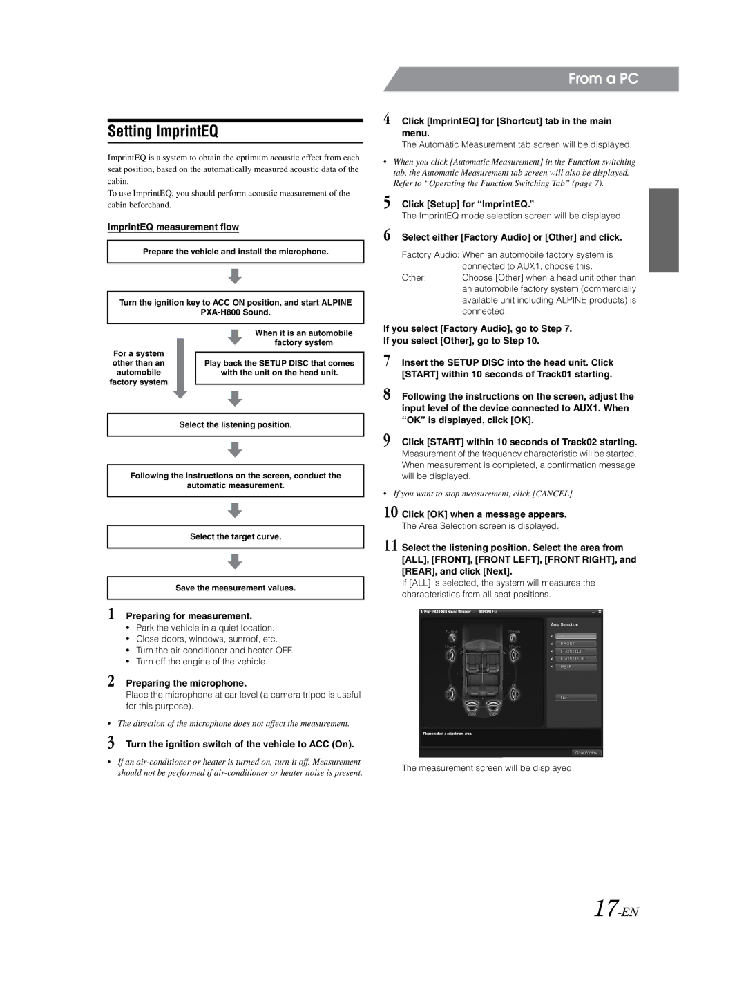 Alpine PXA-H800 owner manual Setting ImprintEQ, 17-EN 