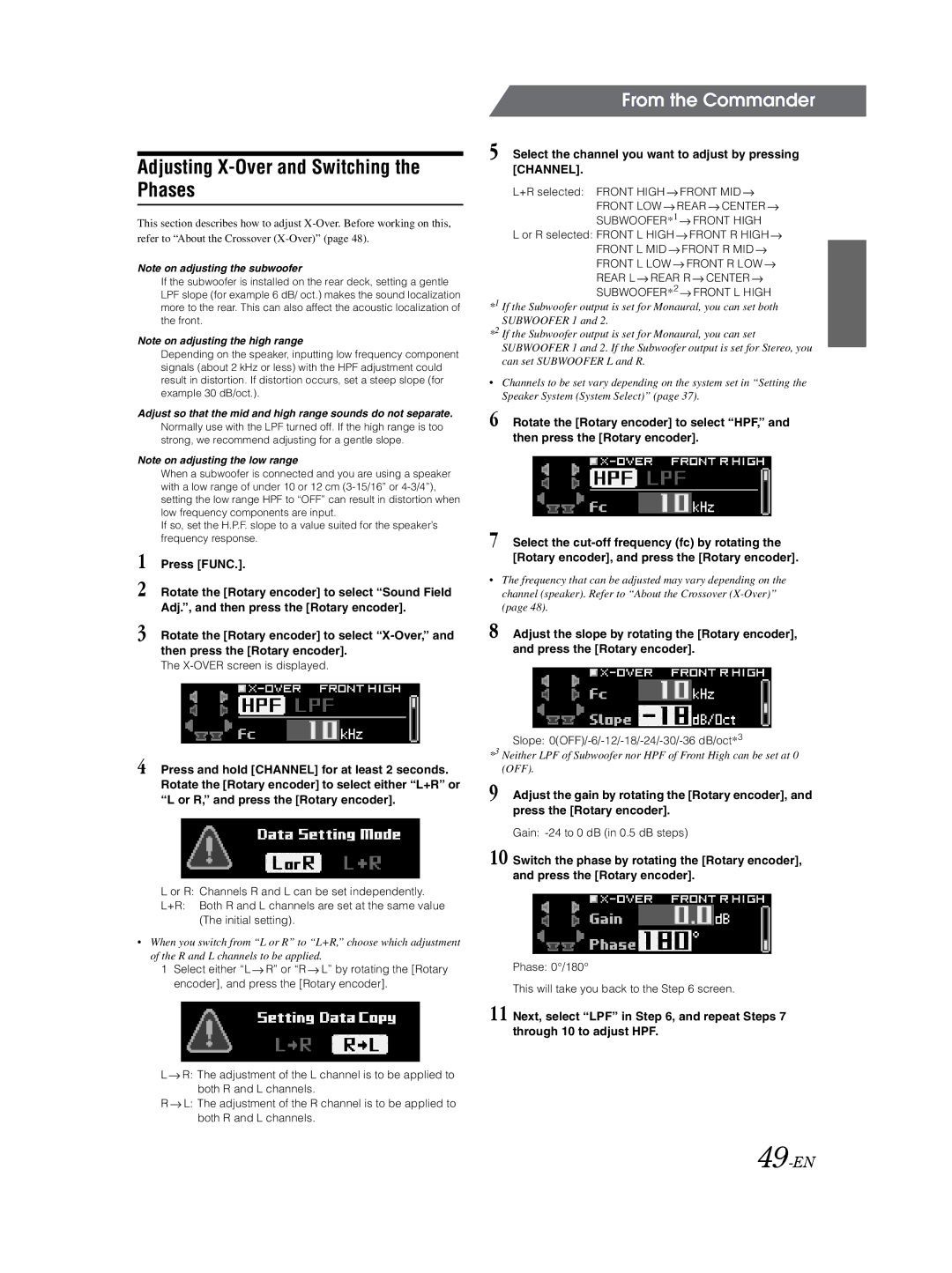 Alpine PXA-H800 owner manual 49-EN, Front LOW Rear Center SUBWOOFER*1 Front High, Front L MID Front R MID 