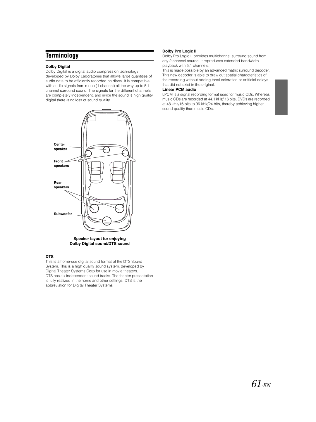 Alpine PXA-H800 owner manual Terminology, 61-EN 