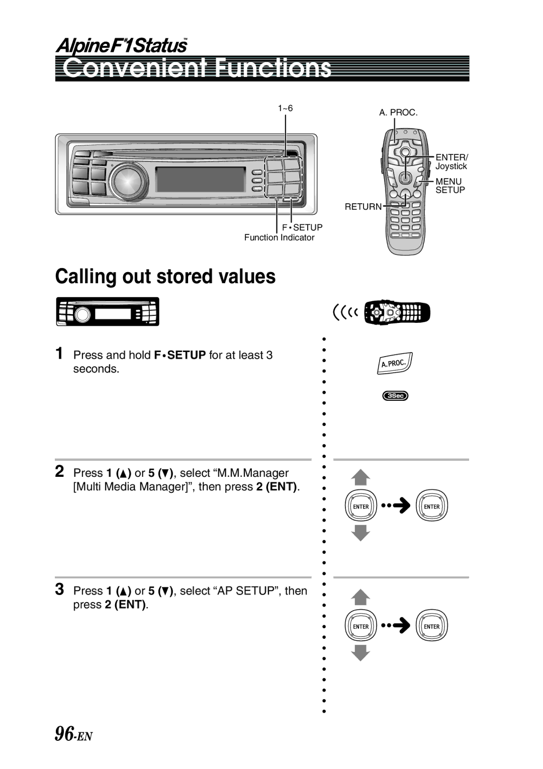 Alpine PXI-H990 owner manual Calling out stored values, 96-EN 