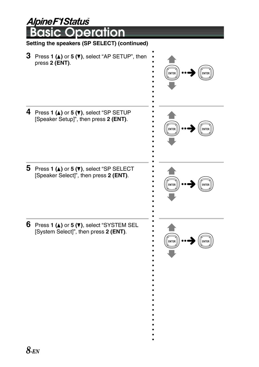 Alpine PXI-H990 owner manual Setting the speakers SP Select 