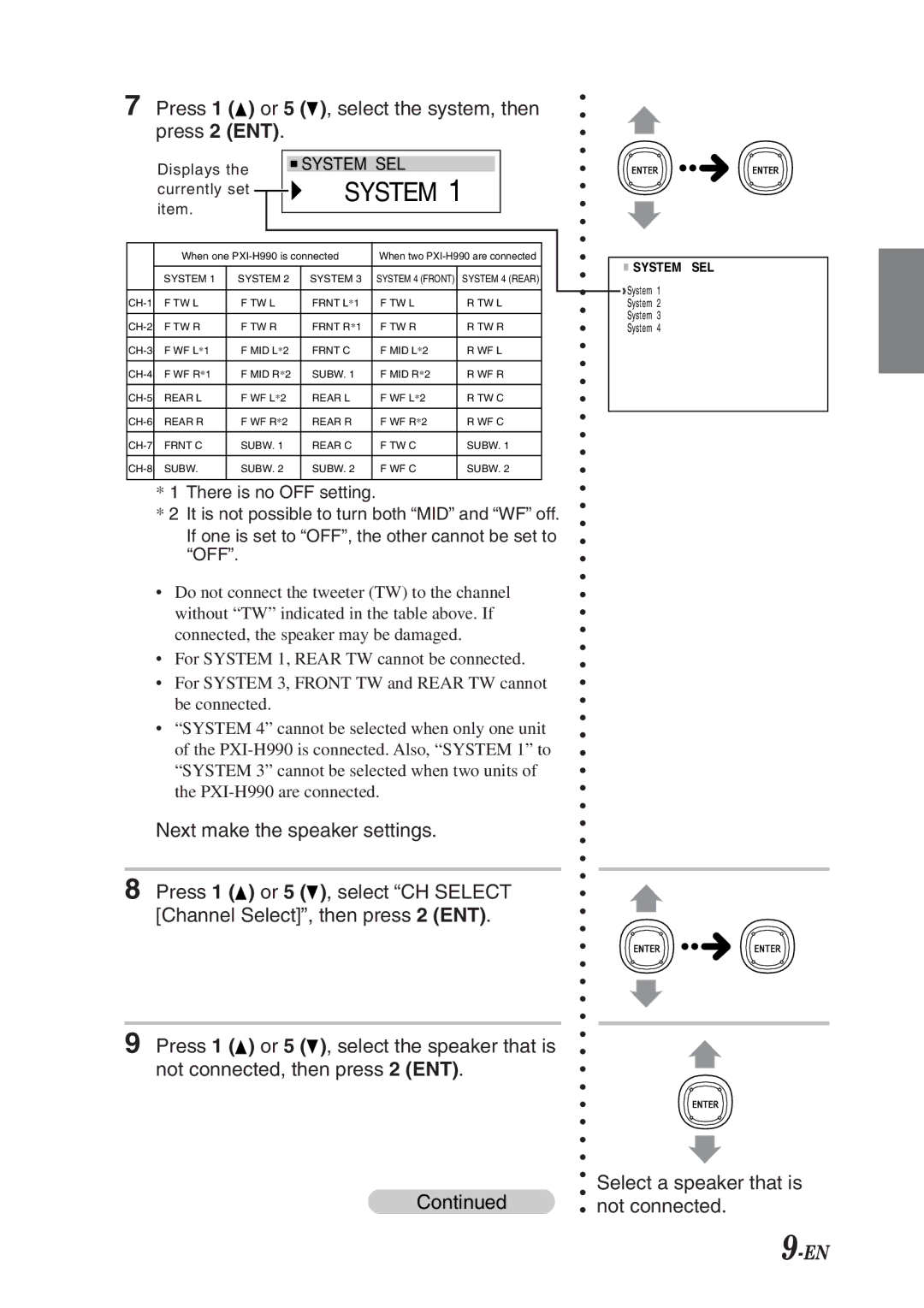 Alpine PXI-H990 owner manual System, Currently set 