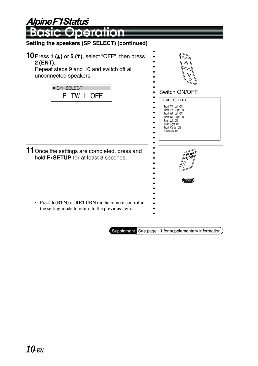 Alpine PXI-H990 owner manual 10-EN, Tw L Off 