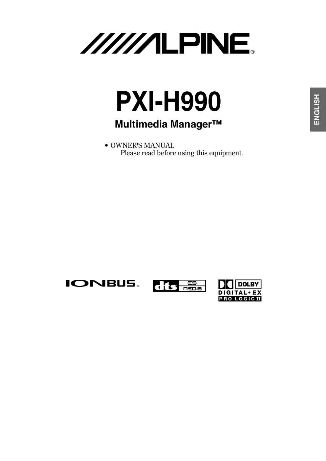 Alpine PXI-H990 owner manual 