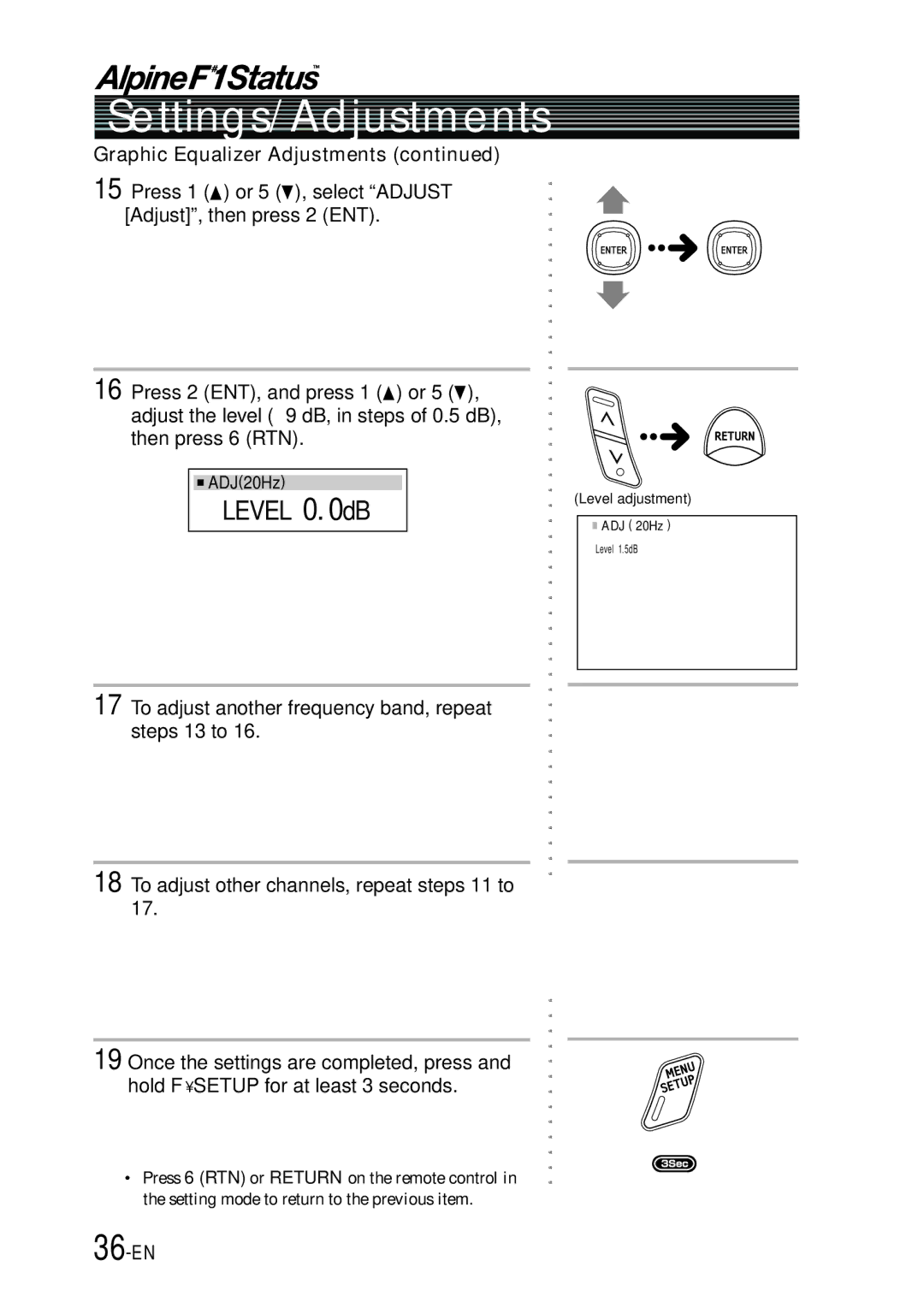 Alpine PXI-H990 owner manual 36-EN, Graphic Equalizer Adjustments 