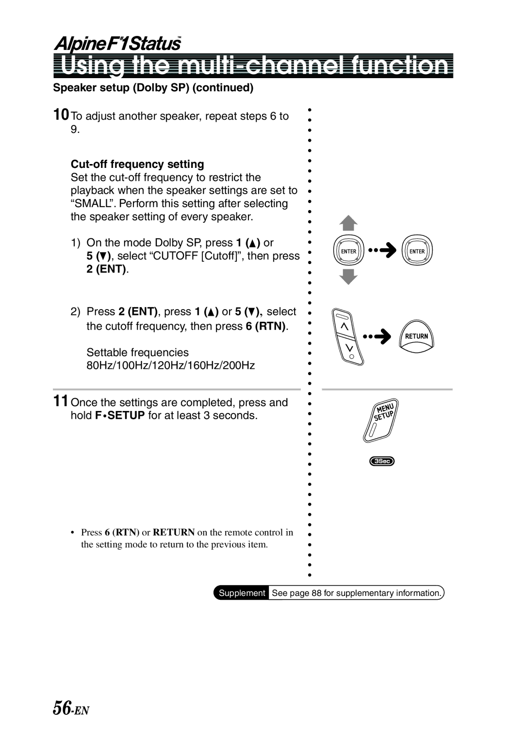 Alpine PXI-H990 owner manual 56-EN, Cut-off frequency setting 