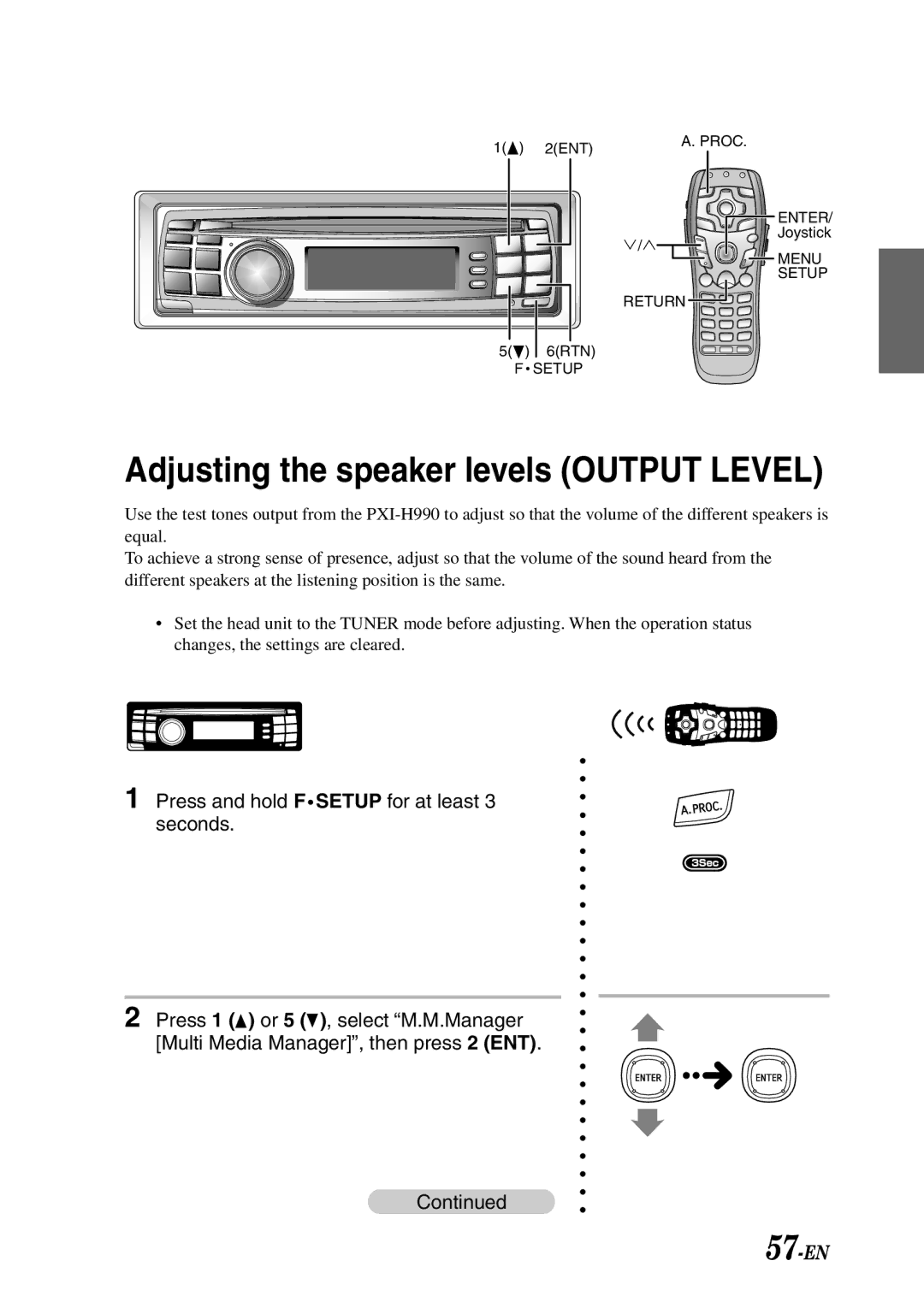 Alpine PXI-H990 owner manual Adjusting the speaker levels Output Level, 57-EN 