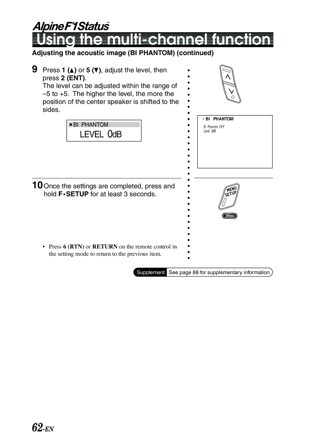 Alpine PXI-H990 owner manual 62-EN, Adjusting the acoustic image BI Phantom 