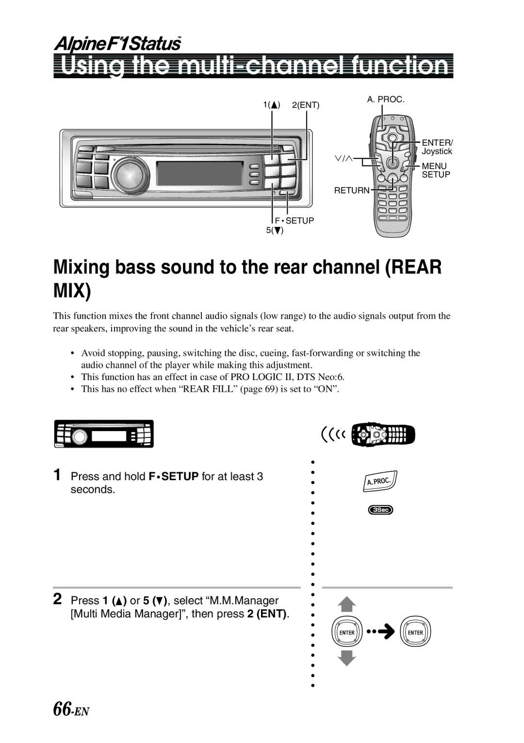 Alpine PXI-H990 owner manual Mixing bass sound to the rear channel Rear MIX, 66-EN 